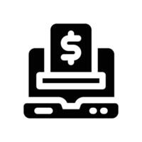 receipt glyph icon. Strong and solid icon for websites and mobile apps. vector