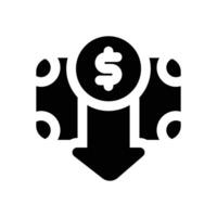 money loss glyph icon. Strong and solid icon for websites and mobile apps. vector