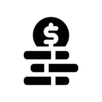 coin glyph icon. Strong and solid icon for websites and mobile apps. vector