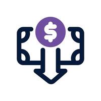 money loss dual tone icon. Sleek and modern icon for websites and mobile apps. vector