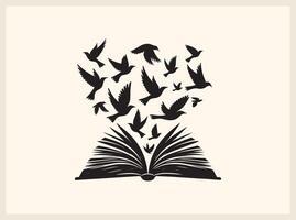 Creative Open Book with Birds Flying Out of Pages vector