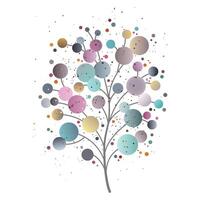 illustration of Abstract Geometric Tree with Colorful Spheres vector
