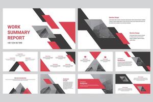 Red modern business work report slide presentation vector