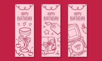 Set of wide birthday cards. vector