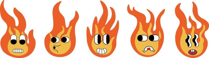 fire characters set in hand drawn style vector