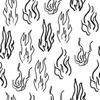 seamless pattern with sketch linear flame vector