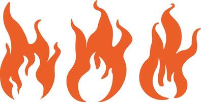 red shape fire set in hand drawn style vector