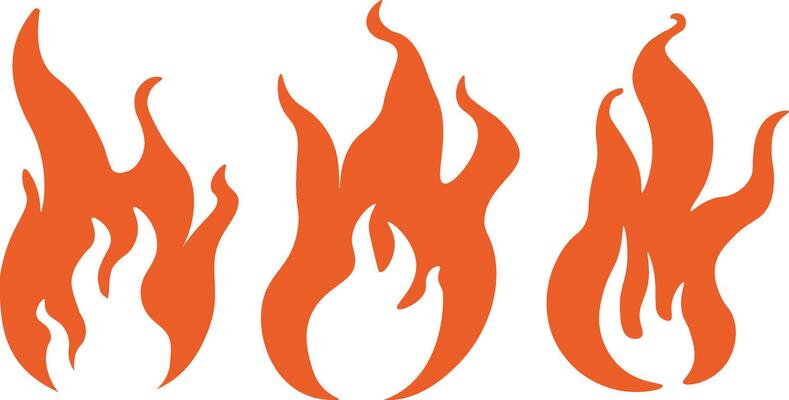 red shape fire set in hand drawn style