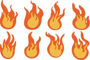 colored shape fire set in hand drawn style vector