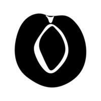 Black silhouette of a stylized apple seed against a white background vector