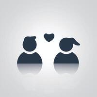 Pictograms of a man and a woman in love and relationship icons, an avatar, a character of unisex vector