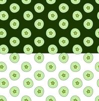 Cucumber slice seamless pattern on transparent background. flat illustration for package, kitchen design, fabric and textile. Eat green vector