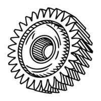 Detailed gear sketch mechanical component illustration for engineering concepts vector