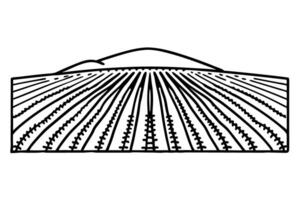 Line art of a lavender field with rolling hills in the background vector