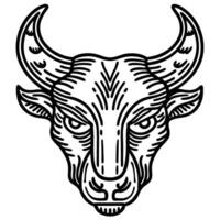Bold bull head illustration with intricate line patterns for zodiac and strength symbolism vector