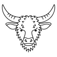 Minimalist yak head illustration with bold outline and simple features vector