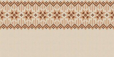 Knitwear texture. Template with empty place for text. Traditional seasonal seamless wide background for holiday design. Winter knitted sweater pattern with snowflakes. Christmas illustration. vector