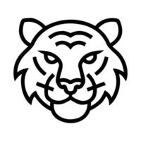 Simple line art illustration of a tiger's face, perfect for logos, branding, or design elements. vector