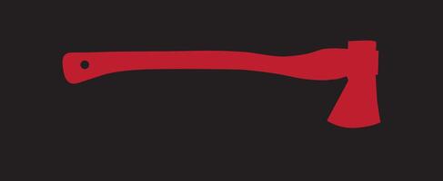Red silhouette of axe on black background. Banner template for printing, print, game icons of shooters and action games, military style, cold arms. vector