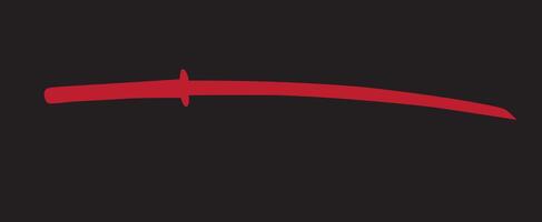Red silhouette of katana on black background. Banner template for printing, print, game icons of shooters and action games, military Japanese style, cold arms. vector