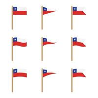 9 chile flag set with pole vector