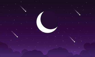 Night Sky Background with Moon and Shooting Star vector