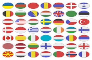 Oval sticker with the flag of the countries of the world with a white frame. Symbol of the country. vector