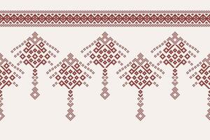 Fabric pattern with cross stitch brown white cream color background motif. vector
