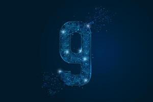 Abstract isolated blue image of a number nine. Polygonal illustration looks like stars in the blask night sky in spase or flying glass shards. Digital design for website, web, internet vector