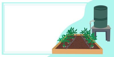 Template of banner with a drip irrigation system vector