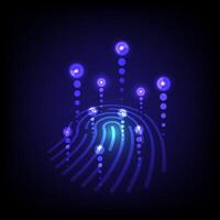 Cyber Security fingerprint scanning technology concept, futuristic hi-tech style vector