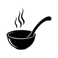 Soup Ladle Illustration A minimalist illustration of a soup ladle with rising steam, perfect for culinary concepts and kitchen designs. vector