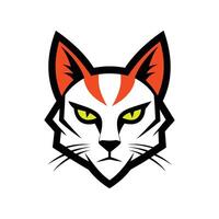Mystical Cat Symbol A captivating abstract image of a cat head with sharp lines and unique color blends, which is perfect for modern artistic expression and logo design vector