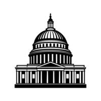 Architectural Majesty The U.S. Capitol Building in stark black and white, showcasing its iconic dome and classical architecture, symbolizing power, democracy, and national identity. vector