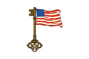 illustration of key with american flag vector