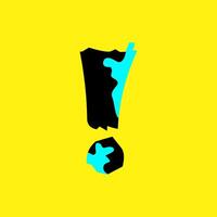 Abstract Wavy Exclamation Mark on Yellow Background vector