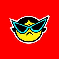 Cool Character with Retro Glasses on Red Background vector
