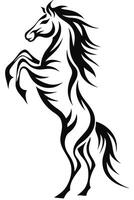 Black horse silhouette illustration with flowing mane and dynamic running pose vector