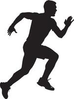 Running Man Silhouette on white background. Athlete in Motion vector