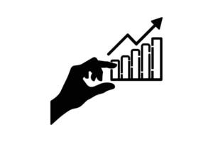 Silhouette of Hand with Upward Trending Bar Chart vector