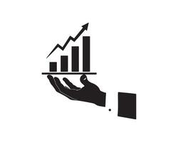 Investment Growth Silhouette Hand with Upward Trending Bar Chart vector