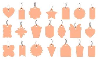 Variety of blank label tags in different shapes and sizes, designed as a illustration. Ideal for price tags, packaging, and creative projects. vector