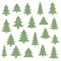 Illustration featuring a variety of green pine tree silhouettes. Perfect for design projects, patterns, and holiday-themed decorations. Includes various shapes and sizes. vector