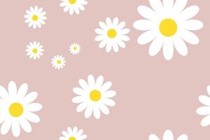 Daisy Pattern Drawing. Bloom Seamless Pattern Background Granny Style. Patchwork Flowers. vector