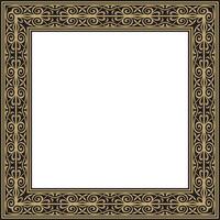 square European gold and black ornament. Rectangular pattern, circle, ring of the Middle Ages. Revival border. Decorations of palace and churches. vector