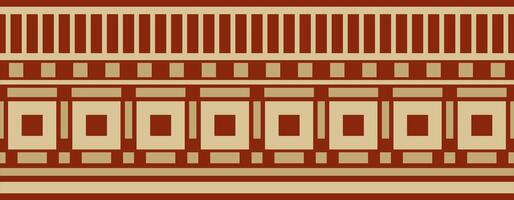 endless Assyrian gold with red ornament. Seamless border, Mesopatamia frame. Pattern of the ancient East. vector