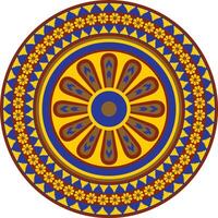round Assyrian colored ornament. Circle, border, frame of Mesopatamia. Pattern, ring of ancient East vector