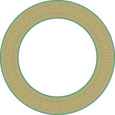 gold with green round Egyptian ornament. Circle, frame, ring of ancient Egypt