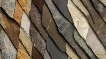 A wall of different colored rocks photo