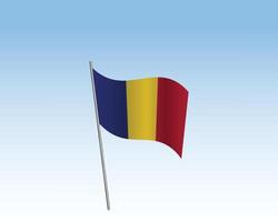 Realistic illustration of Chad flags. flag waving in the wind against a blue sky vector